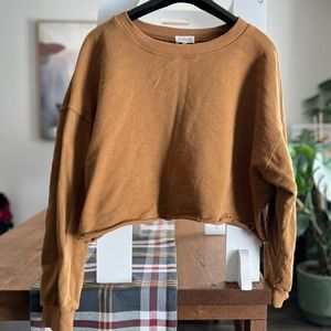 ROOLEE Burnt Orange Distressed Crop Top Sweater Women’s Large